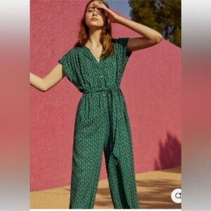 Anthropologie Maeve Blue Teal Patterned Jumpsuit Size Small Women’s